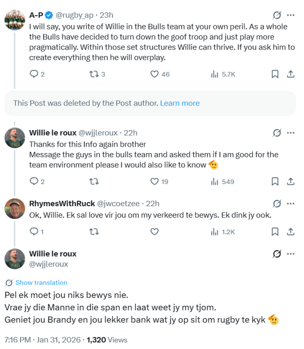 Willie hits back at online trolls after Bulls win
