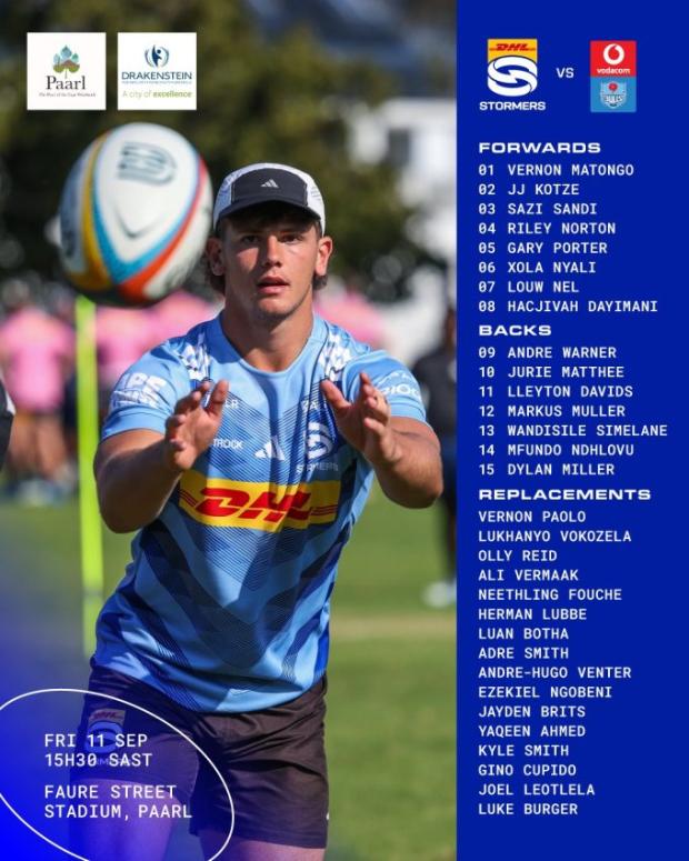 Stormers reveal their playmaker for Bulls clash in Paarl