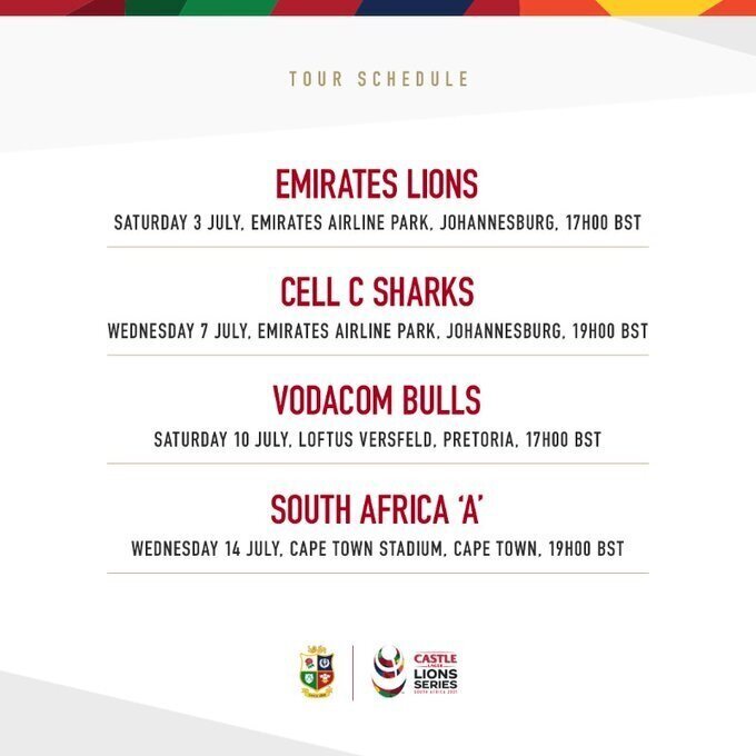 Revised B&I Lions tour schedule confirmed