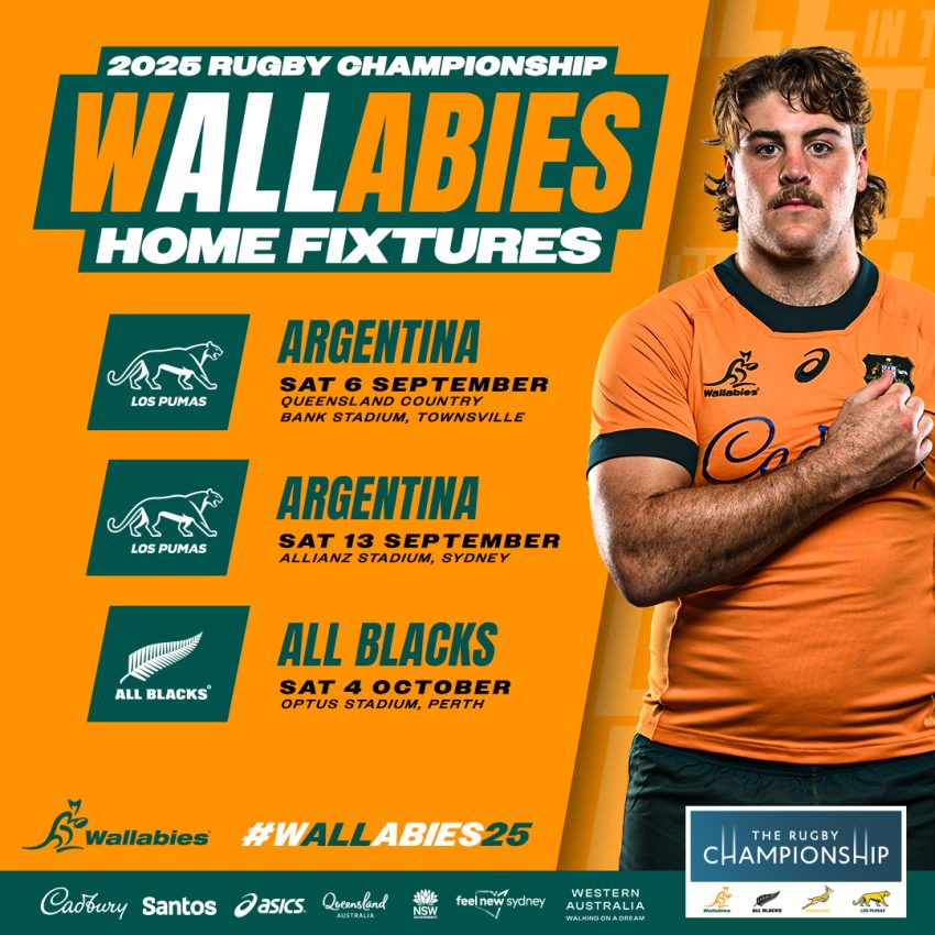 Wallabies 2025 Rugby Champs home fixtures 