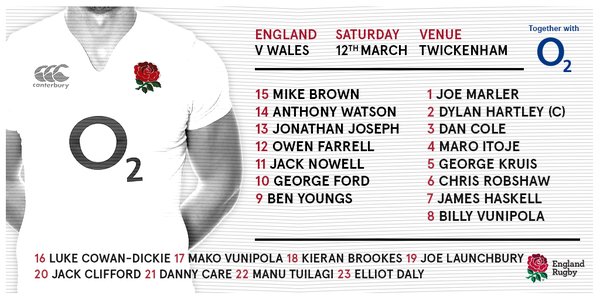 Tuilagi to play off unchanged England's bench