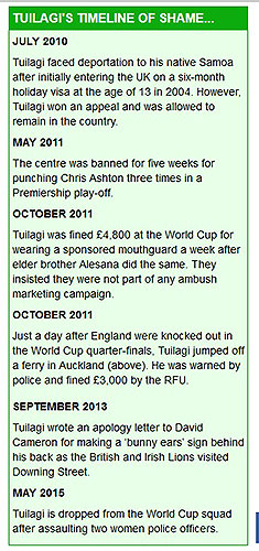 'Criminal' Tuilagi out of World Cup