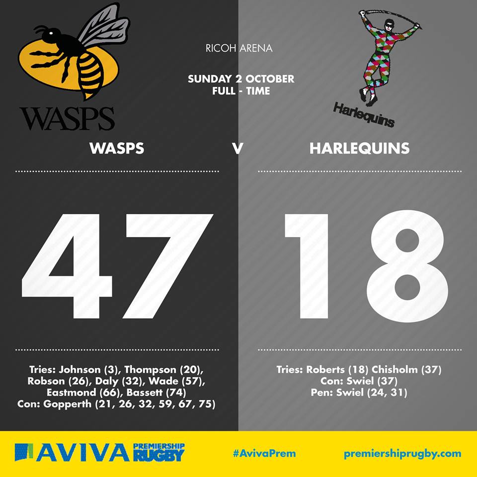 Wasps sting Quins to reclaim top spot